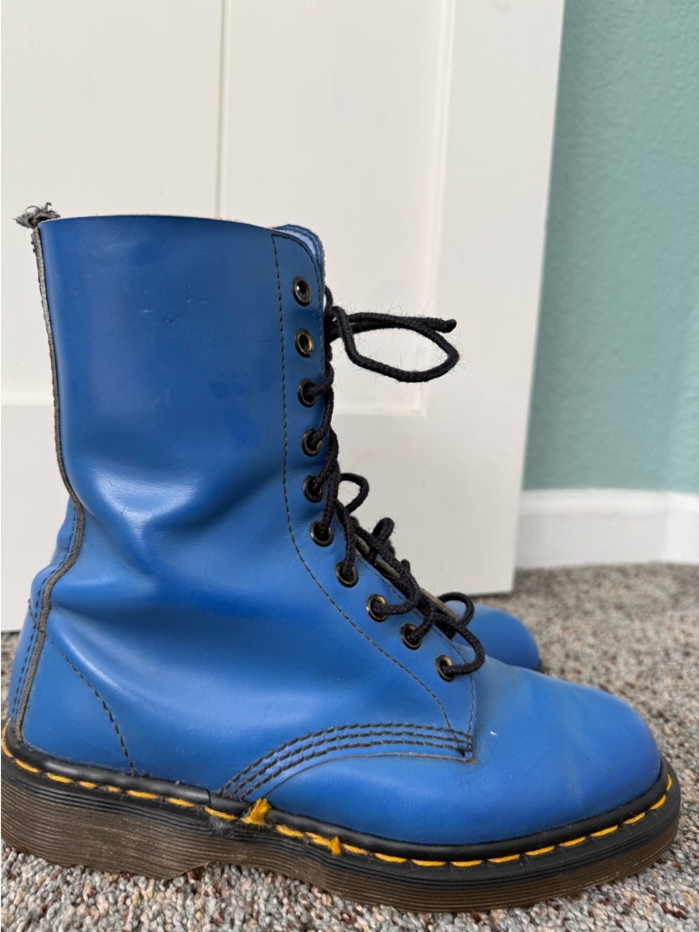 Vintage Dr Martens Made in England Blue Leather boots - Picture 4 of 17